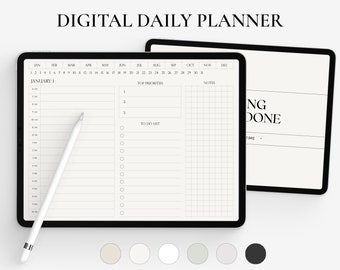 Planificateur quotidien numérique, planificateur numérique paysage, planificateur de jour iPad 365, horaire quotidien, planificateur iPad, planificateur GoodNotes, planificateur Notability