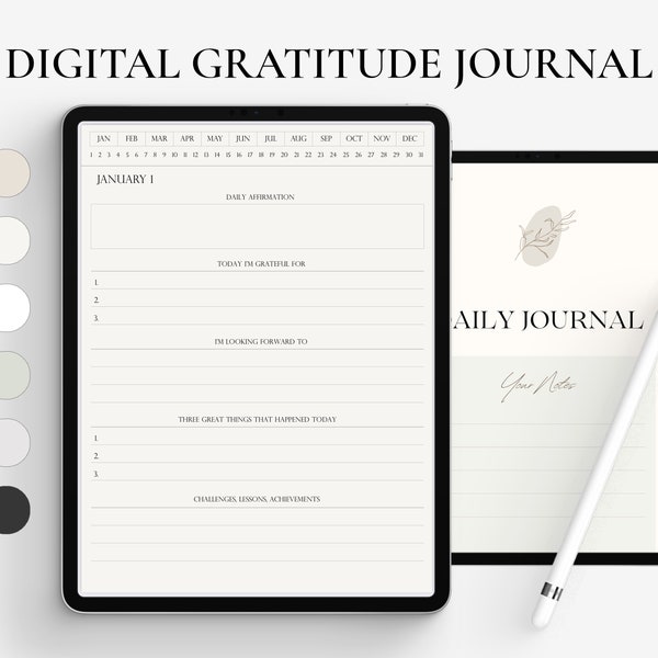 Digital Gratitude Journal, 366 daily gratitude pages, Daily Reflection, iPad Digital Planner, GoodNotes Gratitude Planner, Daily Reflection