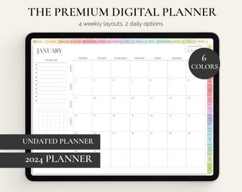 2024 Digitaler Planer, Undatierter Digitaler Planer, GoodNotes Planer, iPad Kalender, Tagesplaner, Notability Planer, Android Life Planner