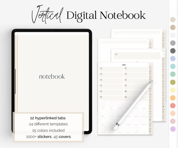 Taccuino digitale verticale Goodnotes, taccuino digitale da 12 schede per  app GoodNotes e per prendere appunti, modello per appunti digitali -   Italia