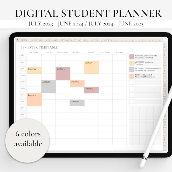 Agenda numérique étudiant 2024-2025 Goodnotes, Agenda académique, Agenda numérique iPad, Agenda étudiant iPad, Agenda académique universitaire