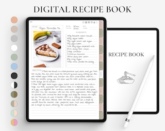 Digital Recipe Book for GoodNotes, Notability, Digital iPad Recipe Journal, Digital Cookbook, Digital Meal Planner, Recipe Book Template