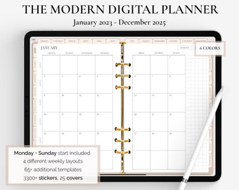 2024 2025 Digital Planner, GoodNotes Planner, iPad Planner, Daily Planner, Notability Planner, Android Planner daily digital planner minimal