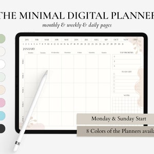 Undated Digital Daily Planner, Landscape Digital Planner, iPad 365 day planner, Monthly & Weekly iPad Planner, GoodNotes Planner undated