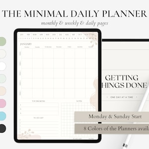 The Minimal Digital Planner, Portrait Digital Planner, iPad 365 day Planner, Monthly & Weekly Planner, iPad Planner, GoodNotes Planner