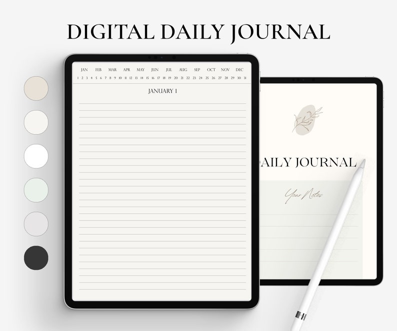 Digitales Tagesblatt, GoodNotes Journal, Tagebuch, 366 Seiten Journal, iPad Journal, Notability Journal, Digitales Tagebuch Bild 1