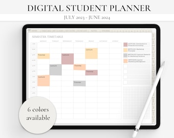 2023-2024 Student Digital Planner Goodnotes, planificador académico, planificador digital iPad, planificador de estudiantes iPad, agenda académica universitaria