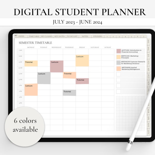 2023-2024 Student Digital Planner Goodnotes, Academic Planner, Digital Planner iPad, Student Planner iPad, College Academic Agenda