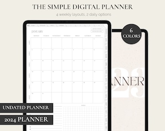 Digitale Planner 2024, ongedateerde GoodNotes Planner, 2024 iPad Planner, Dagelijkse Planner, Notability Planner, Android Planner, Life Planner