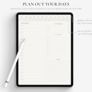 Digital Daily Planner, Portrait Digital Planner, iPad 365 day planner, Daily Schedule, iPad Planner, GoodNotes Planner, Notability Planner image 2