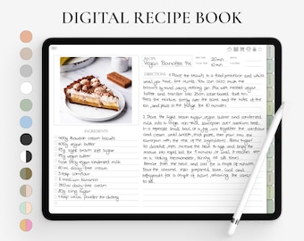 Cyfrowa książka kucharska na GoodNotes, Notability, Cyfrowy dziennik z przepisami na iPada, Cyfrowa książka kucharska, Cyfrowy planer posiłków, Szablon książki kucharskiej
