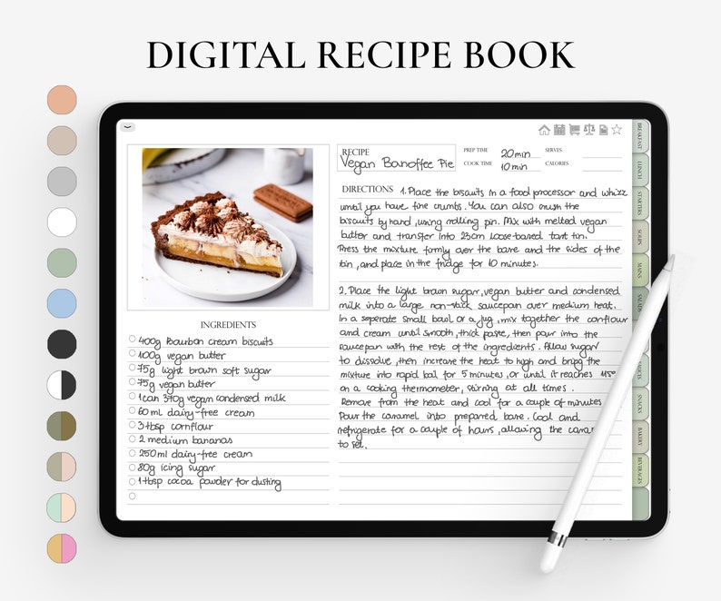 Digital Recipe Book for Goodnotes Notability Digital Ipad Etsy