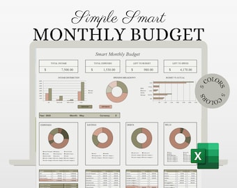 Excel Budget Vorlage, Monatlicher Budget Planer, Budget Tabelle für Excel, Finanzplaner, Budget Tracker, Excel Vorlage