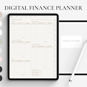 Digital Finance Planner, Budget Planner, Finance Tracker, Budget Template, Portrait Financial Planner, iPad Undated Budget Planner