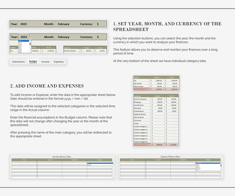 Excel-budgetsjabloon, eenvoudig maandelijks budget, financiële tracker, Excel maandelijks budgetspreadsheet, budgetplanner, financiële planner voor Excel afbeelding 3