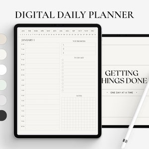 Digital Daily Planner, Portrait Digital Planner, iPad 365 day planner, Daily Schedule, iPad Planner, GoodNotes Planner, Notability Planner image 1