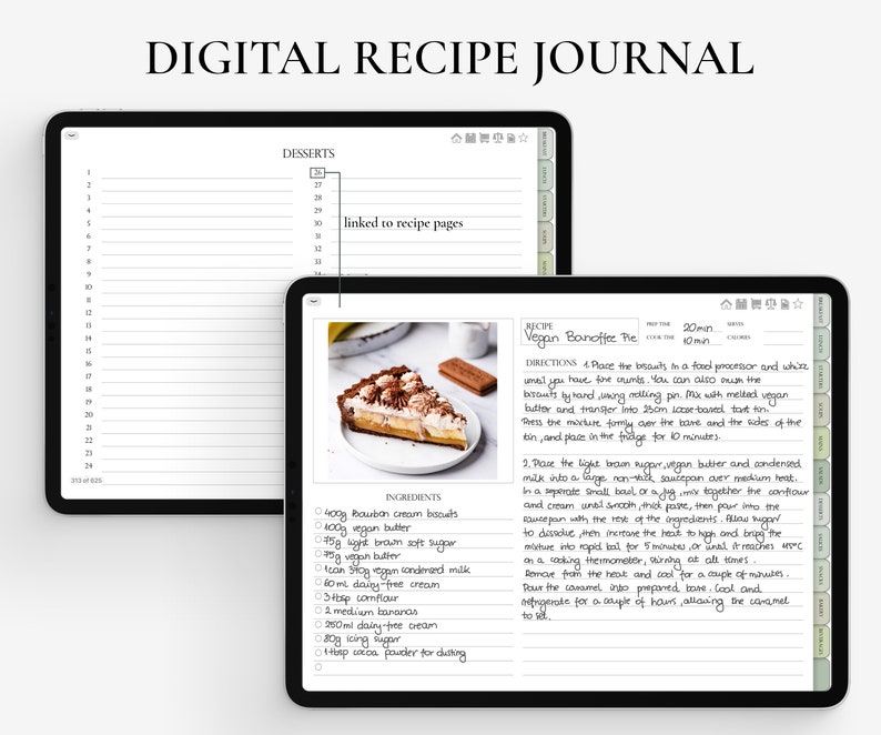 Digital Recipe Book for Goodnotes Notability Digital Ipad Etsy