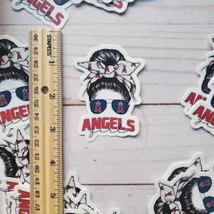 Anaheim Angels Mama Messy Bun Aviators Sunglasses UV Matte Waterproof Weatherproof | baseball | Los Angeles Red scarf