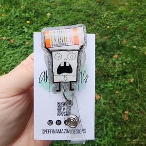 Doodle Bob Rx Funny Pharmacy Badge Reel: Glittered Retractable ID Holder