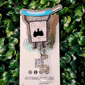Funny Doodle PureWick Badge Reel for Medical, Glittered Retractable ID Holder