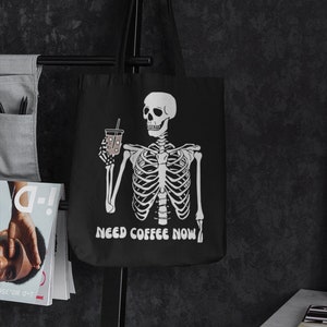 Preciso de café agora - sacola de lona de algodão