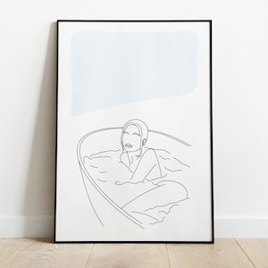 Bathroom Sexy woman line art print Digital