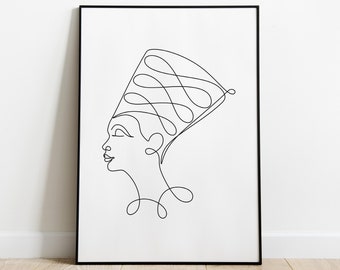Nefertiti Line Art Print, Ancient Egypt Wall Decor (Digital Download)