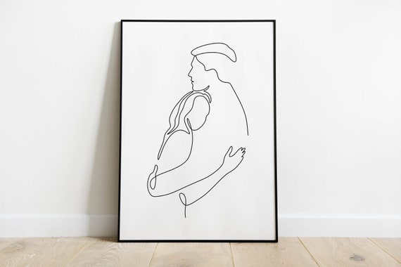 Abstract Couple Line Art Romantic Poster Couple One Line Art Body Couple  One Line Drawing Love Line Art Print Hugs Line Art Minimalist 