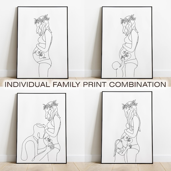 Custom combination Line Art, Infant Pregnancy Print, Miscarriage Memorial, Baby Loss, Baby Keepsake Print, Digital files