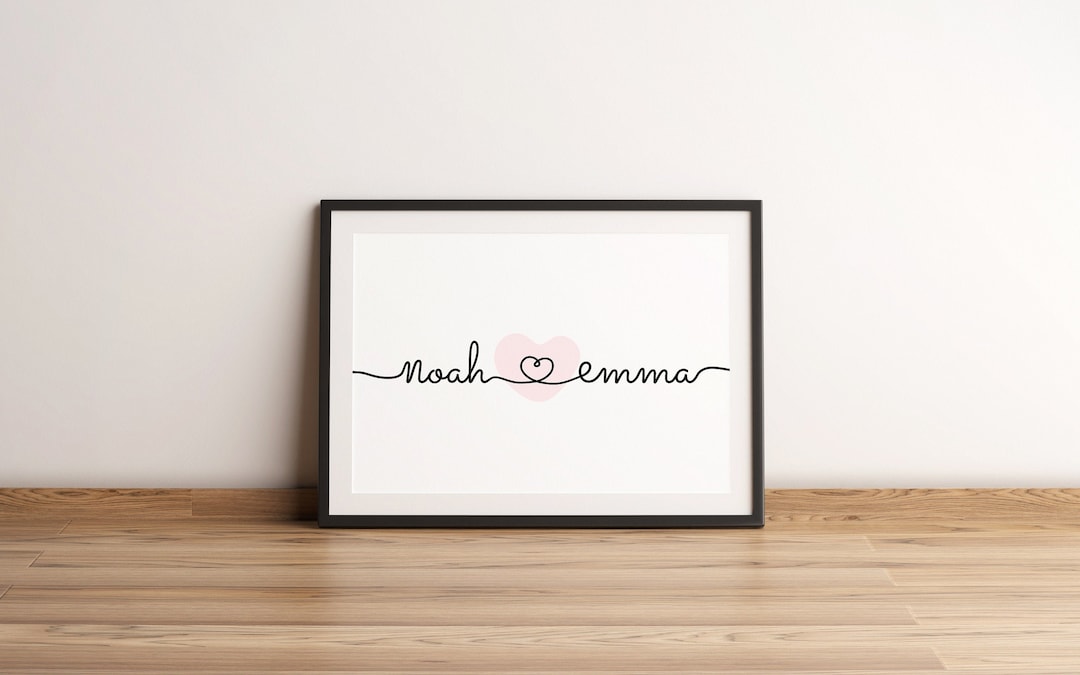 Custom Names One Single Line Art Print Couples Personalized DIGITAL - Etsy