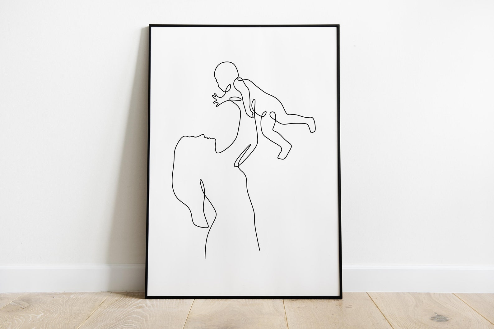 Mom and Baby One Line Art Mother Holding a Baby Print | Etsy
