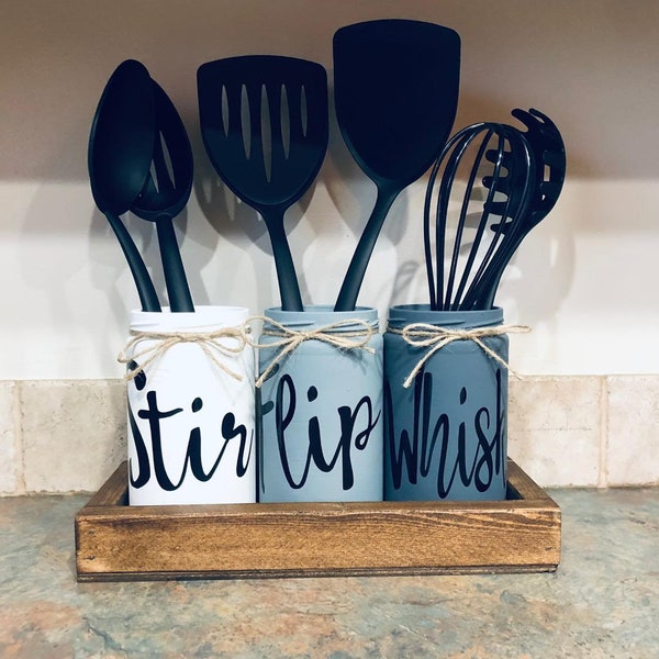 Mason Jar Utensil Holder Etsy