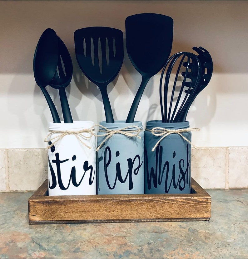 Mason Jar Utensil Holder Etsy