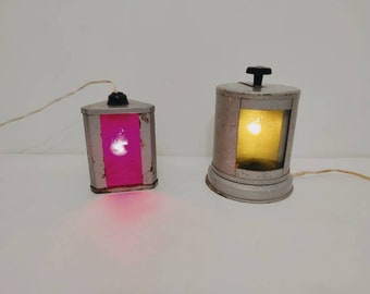 Set of two Soviet period lamps, Light for developing photographs, vintage lamp with red light, red filter for darkroom, light steampunk
