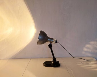 Large soviet table lamp chrome and black carbolite / Soviet industrial table lamp / 80s lamp from the USSR / Art deco lamp, Loft style lamp.