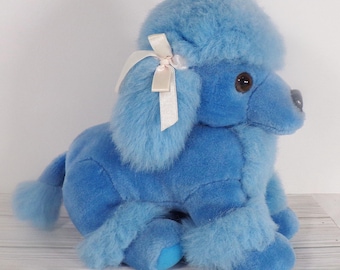 Vintage Plush Toy Stuffed Blue Dog Poodle Toy