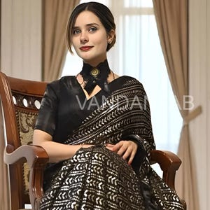 Elegant Georgette Saree with All-Over Sequins Work & Banglori Satin Blouse