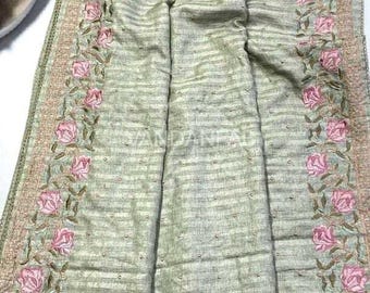 Floral Embroidered Kolam Silk Saree | Traditional Indian Wedding Sari with Designer Blouse | Elegant Festive Silk Saree for Women