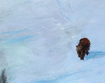 Exodus des Bären - Original Acrylbild auf 15x10cm großer Leinwandplatte