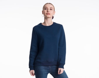Unisex super soft sweatshirt, COTTON blend sweatshirt with brushed interior, NAVY sweatshirt, cozy OVERSIZED sweatshirt with batwing sleeve