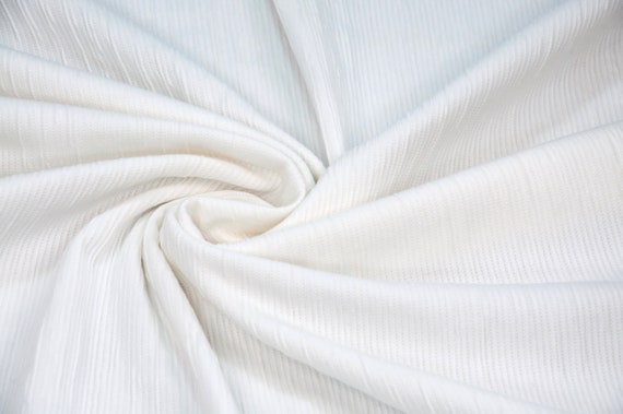 Off-White Single Jersey Fabric: 50/50 Poly Viscose, 70" Wide