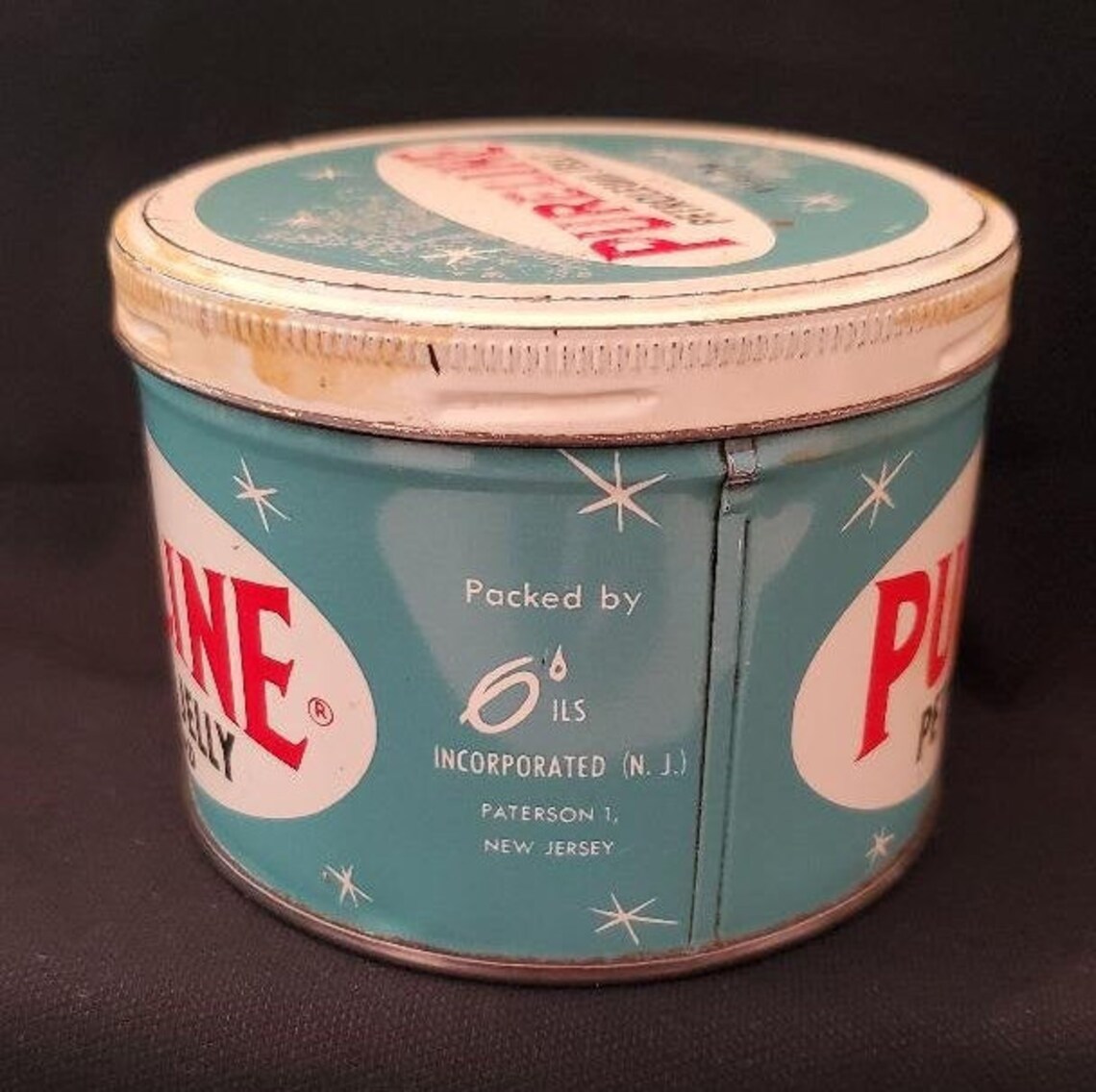 Vintage Tin Midcentury Pureline Petroleum Jelly / Made In The USA
