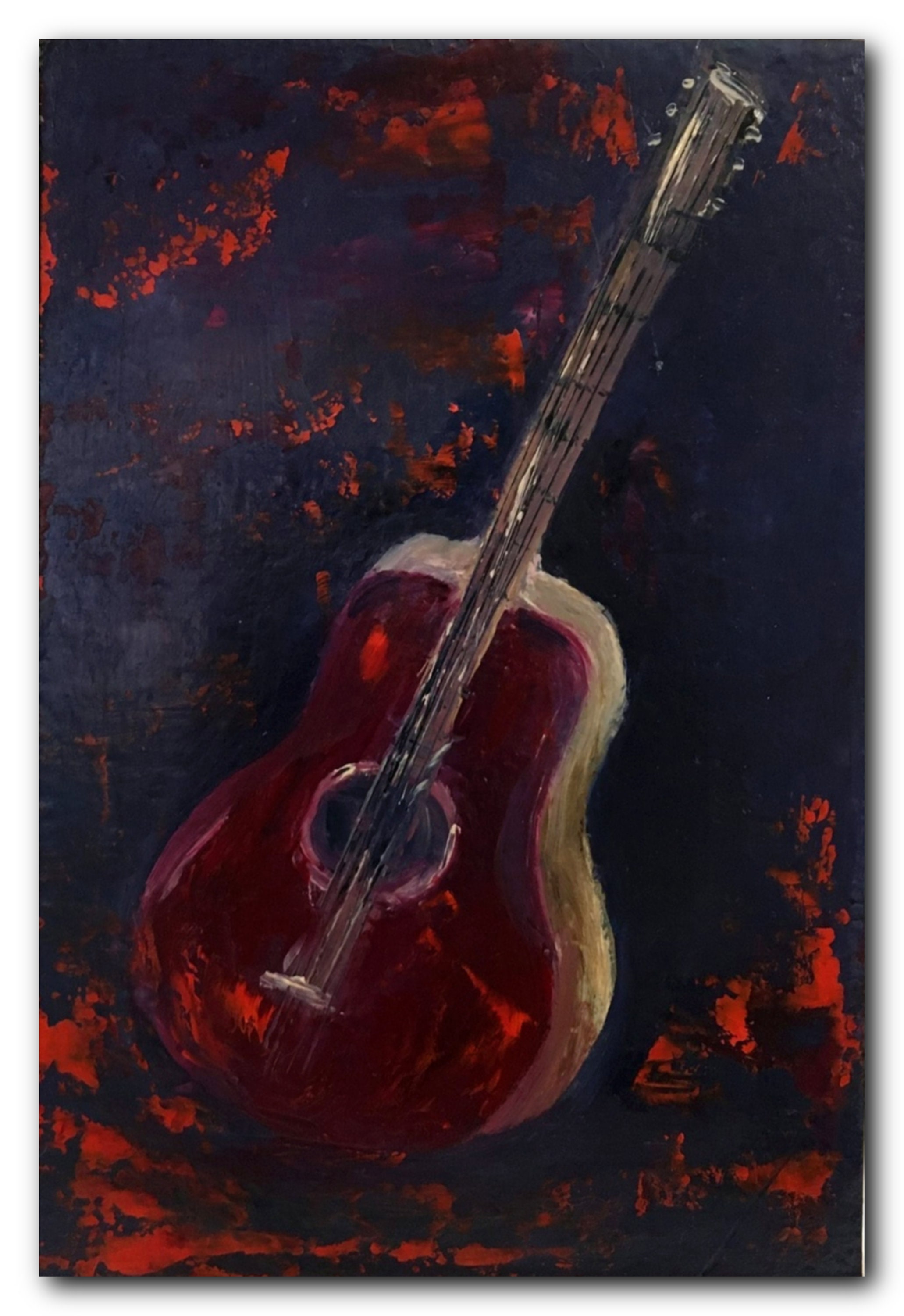 Guitar Abstract art painting Original small painting Guitar Etsy