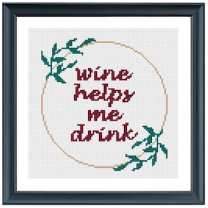 Cross Stitch - Bob&#39;s Burgers - Wine Helps Me Drink - Linda Belcher - PDF Instant Download