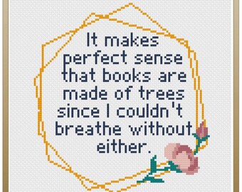 Books and Trees PDF Instant Download Cross Stitch Inspirational