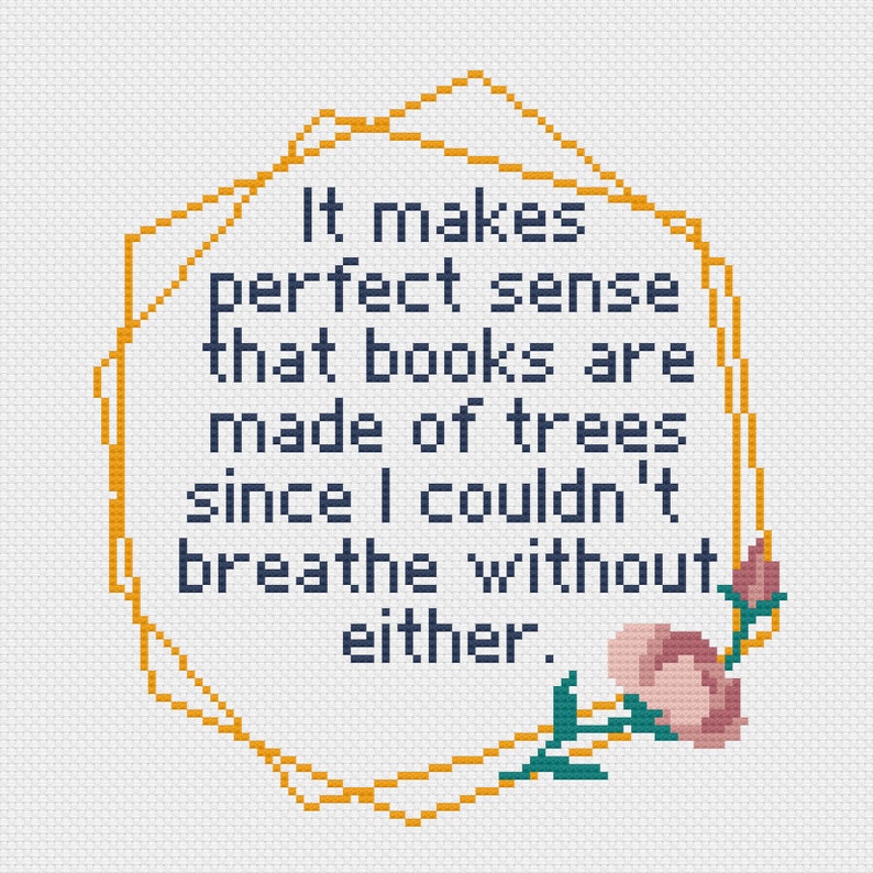 Books and Trees PDF Instant Download Cross Stitch Inspirational
