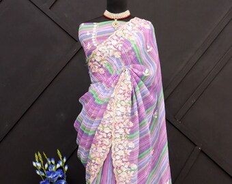 Ready To Wear Wrap In A Minute Full Stitch Pleated Saree Paired With Custom Stitch Blouse, Easy Drape Saree, Pre Stitched Pleated Saree