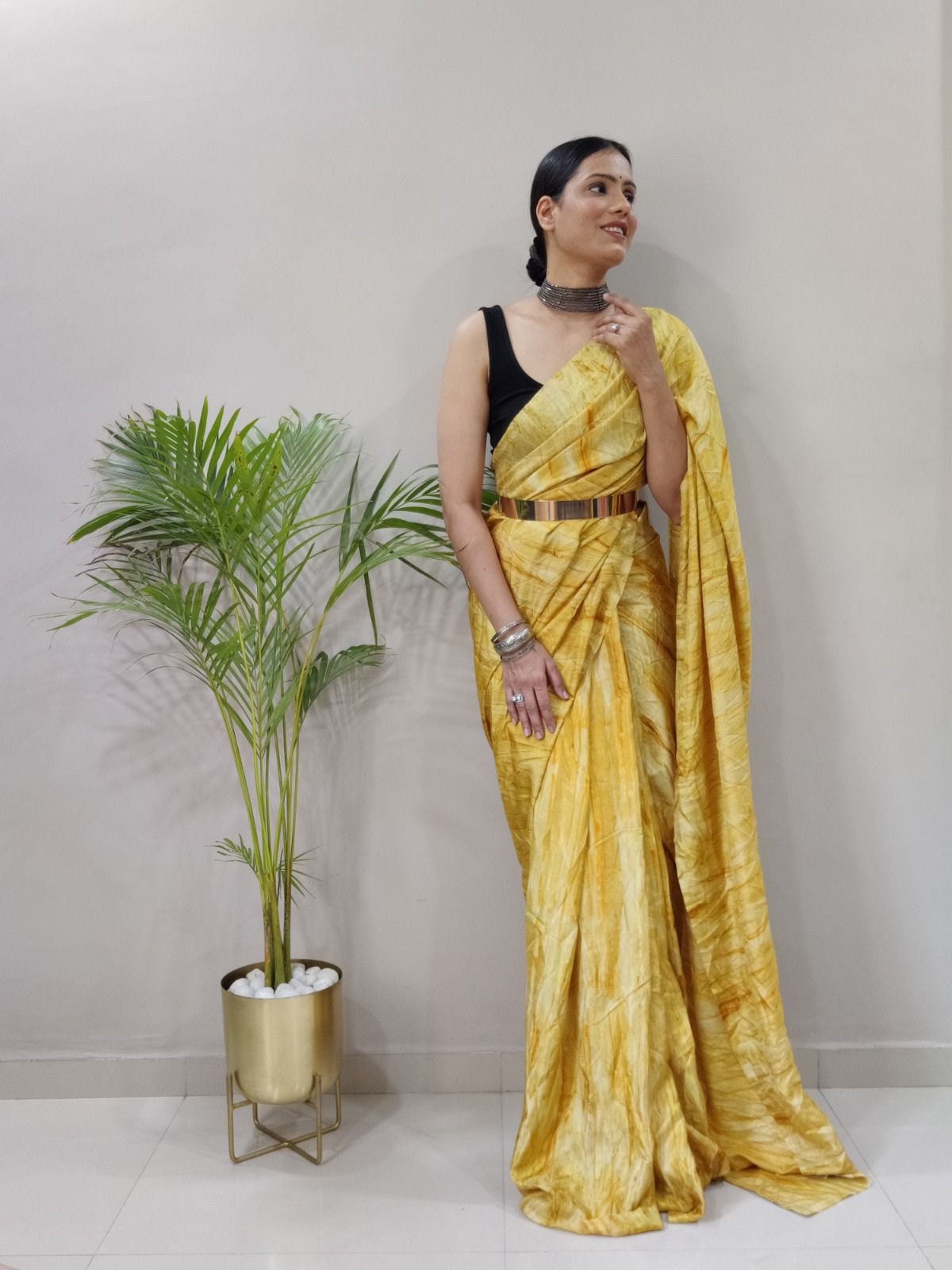 Ready to Wear Wrap in One Minute Full Stitch Pleated Saree Paired