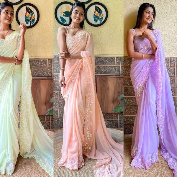 Ready To Wear Wrap In A Minute Full Stitch Pleated Saree Paired With Custom Stitch Blouse, Pre Stitch Pleated Saree, Stitch Saree Top