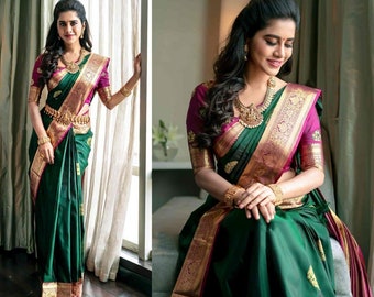 green saree wedding